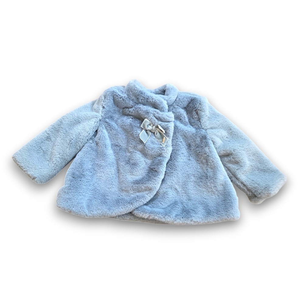NWT Mayoral Fuzzy Blue Faux Fur Coat Baby Infant Girls 80 cm 12 Months